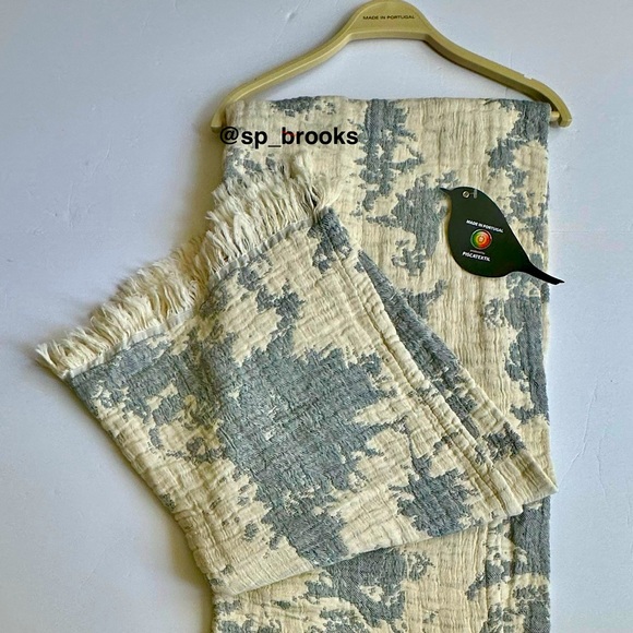 🎁Piscatextil Throw Blanket - Midnight Blue Splatter - Blue and Oatmeal - Cotton - Picture 4 of 7